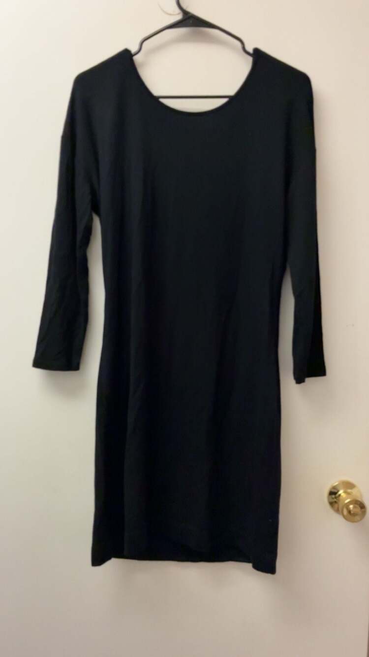 Loft Outlet Lounge Black Twist Back Long Sleeve Dress Size S